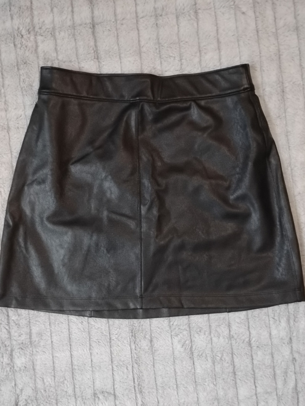 SPANX Black Faux Leather Mini Skirt With Shorts Lining